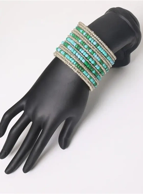 度假风波西米亚米珠手串ins设计感小众撞色叠戴手链套装货源