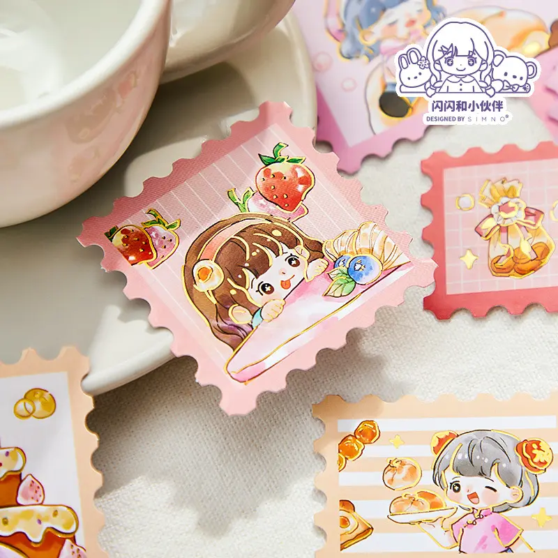 芯陌贴纸包 闪闪撒欢 烫金手帐素材装饰贴 4款