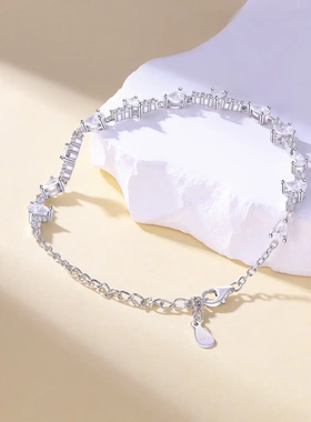 热卖配饰新品s925纯银饰品手链女生高级感轻奢ins风满钻锆石手饰