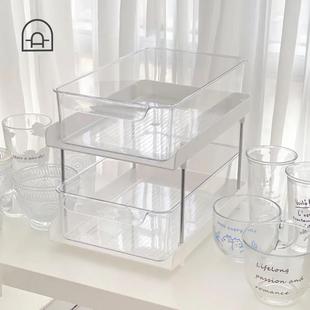 物栋哈桌面化妆品收亚克力置架架子浴室双纳层抽屉卫生间梳JJF妆