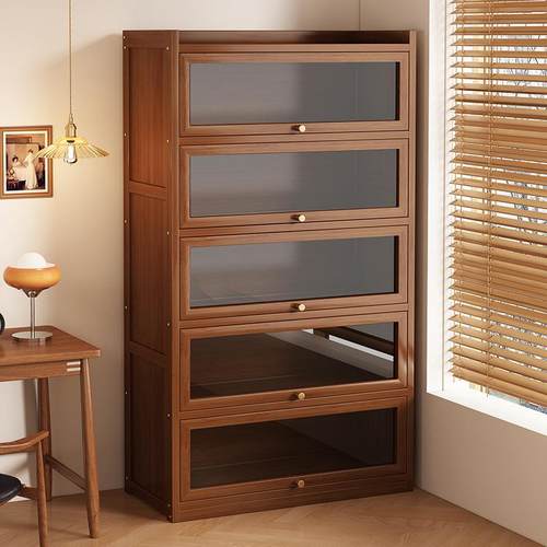 楠尘SEX竹书柜家用书房多层落地置物靠墙架非实木带门防简易学生