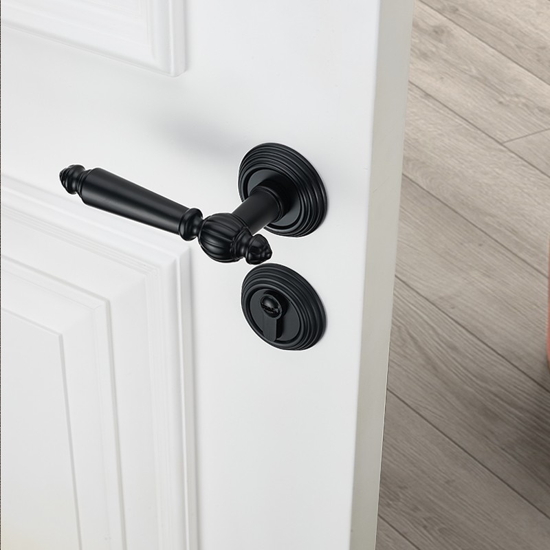 金色门锁室内卧室轻奢门把手欧式分体锁磁吸静音木门锁美式房门锁