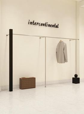 YS-66335服装店展示墙不锈钢买手店陈列上侧挂架男女装店挂衣架架