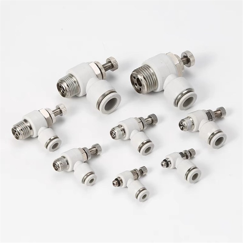 气动白色接头ASL/PSL4/6/8/10/12-M5/01/02/03/04节流阀调速阀