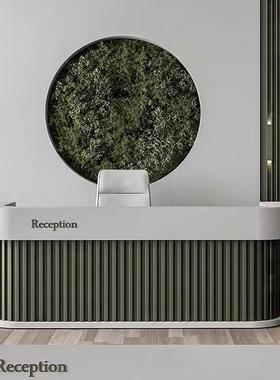 吧台台轻奢高级感不锈钢收LPR银小台店铺型公司酒店装店前桌接待