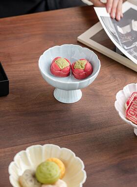 中式脚茶点心盘号高足点小盘复高56268古禅意干果坚果家用水果华