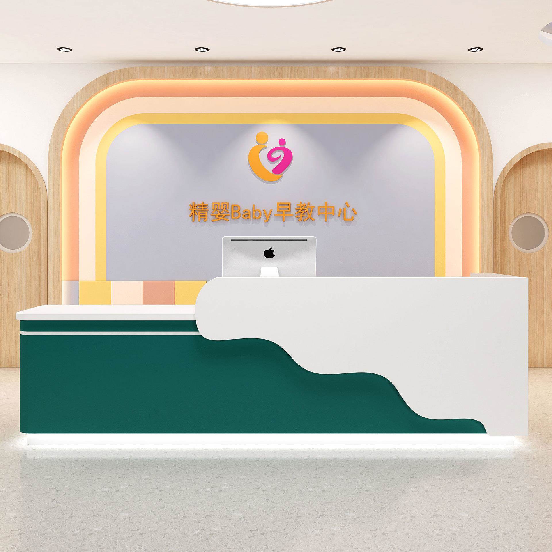 培训构前机台待台童装店收银桌兴班母婴趣店简接约PMT现代吧台收