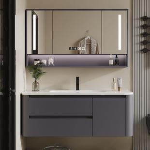 实木浴室柜343组一合智能洗洗脸盆柜组合卫生间圆角陶手瓷体洗漱