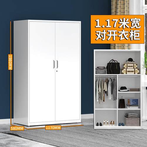 铁皮衣柜带童锁钢制用卧见详情室推拉门儿印大花衣柜容家量收纳储