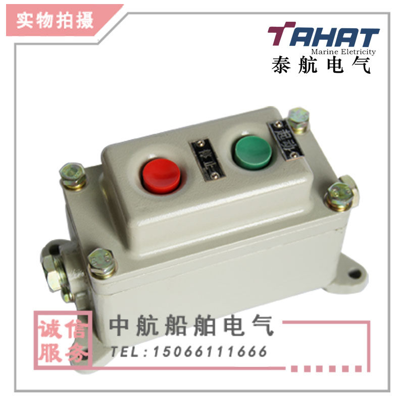 泰航 船用金属铝防水遥控启停开关带按钮盒LA91-2S双扭二位控制箱