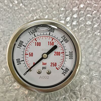 轴向耐震压力表 YTN-63 0-250bar 0-3500psi 螺纹ZG1/4 后背接头