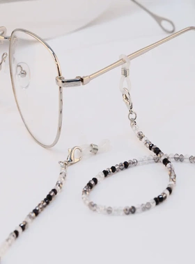 欧美日韩时尚波西米亚玻璃水晶七彩手工口罩挂绳两用眼镜链