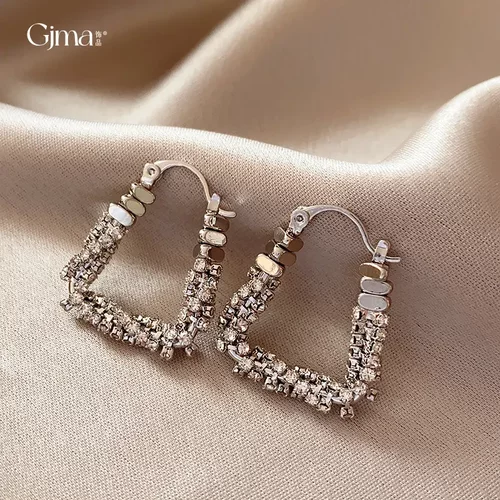 真金电镀镶钻u形耳扣简约时尚冷淡风耳环韩国ins高级感耳饰女