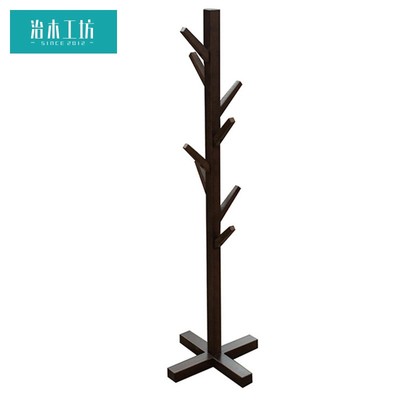 治木工坊纯实木衣帽架美式红橡木落地挂衣架简易衣服架子卧室家具