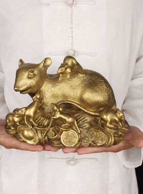 铜生肖鼠铜十二生肖摆件九鼠运财五鼠金钱鼠生肖铜老鼠工艺礼品