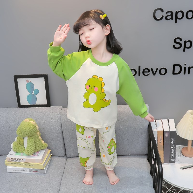 女童纯棉睡衣秋季儿童卡通保暖分体家居服套装女宝宝休闲空调服冬