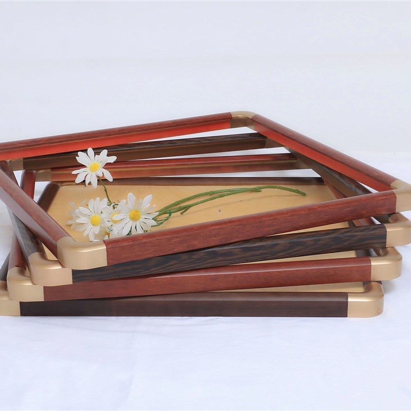 实木画框镀铜角装裱框圆角正方形框字画边条材料中式定制新款