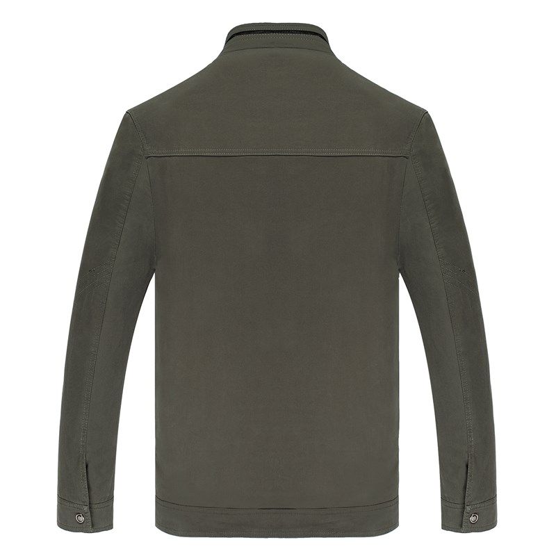 中年男装秋季纯棉上衣爸爸外套中老年人男士秋冬装衣服薄款夹克衫