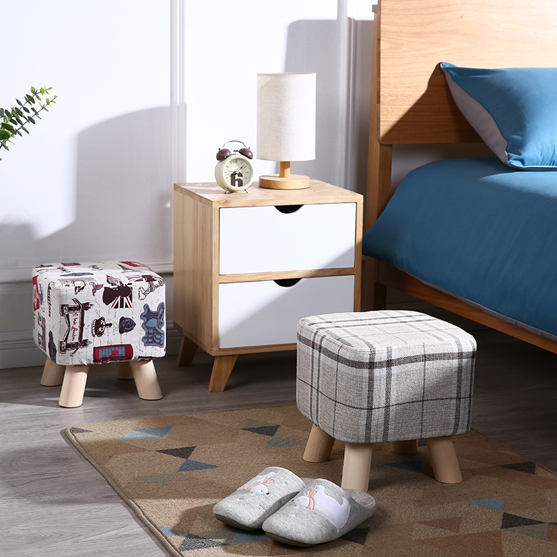 小凳子家用实木布艺换鞋凳创意沙发凳时尚板凳矮凳客厅圆成人椅子