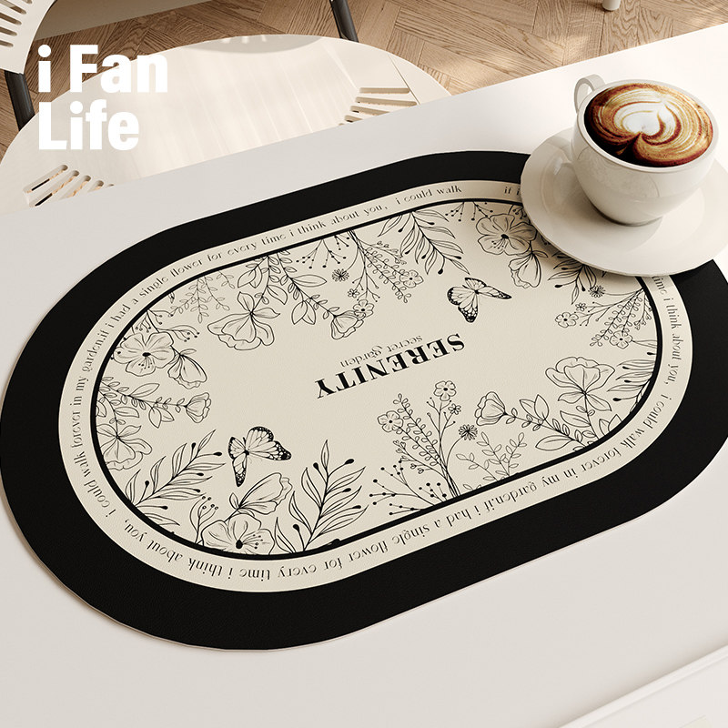 范店黑白印象皮革餐垫隔热垫高级感桌垫防水防油免洗轻奢杯垫圆形,居家布艺,餐垫,淘宝优惠券,粉丝福利购,淘宝优惠卷