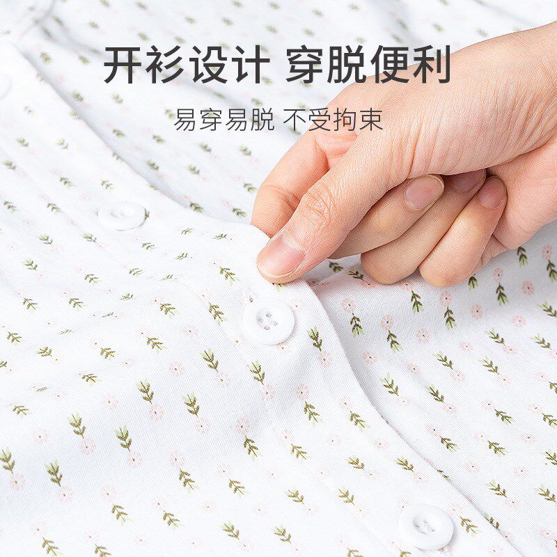 奶奶纽扣汗衫女夏纯棉 老年人打底内衣开胸背心 妈妈开衫无袖汉衫