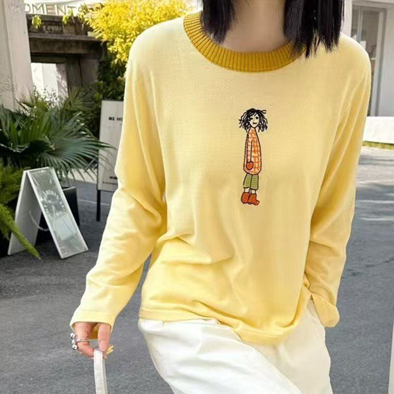 2025春新款今年流行文艺港风小女孩氛围感百搭针织衫上衣T恤女