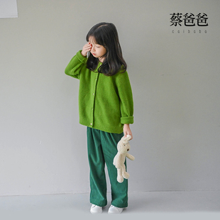 蔡爸爸衣服针织开衫外套秋冬装女童毛衣中大童小清新少女1127+963