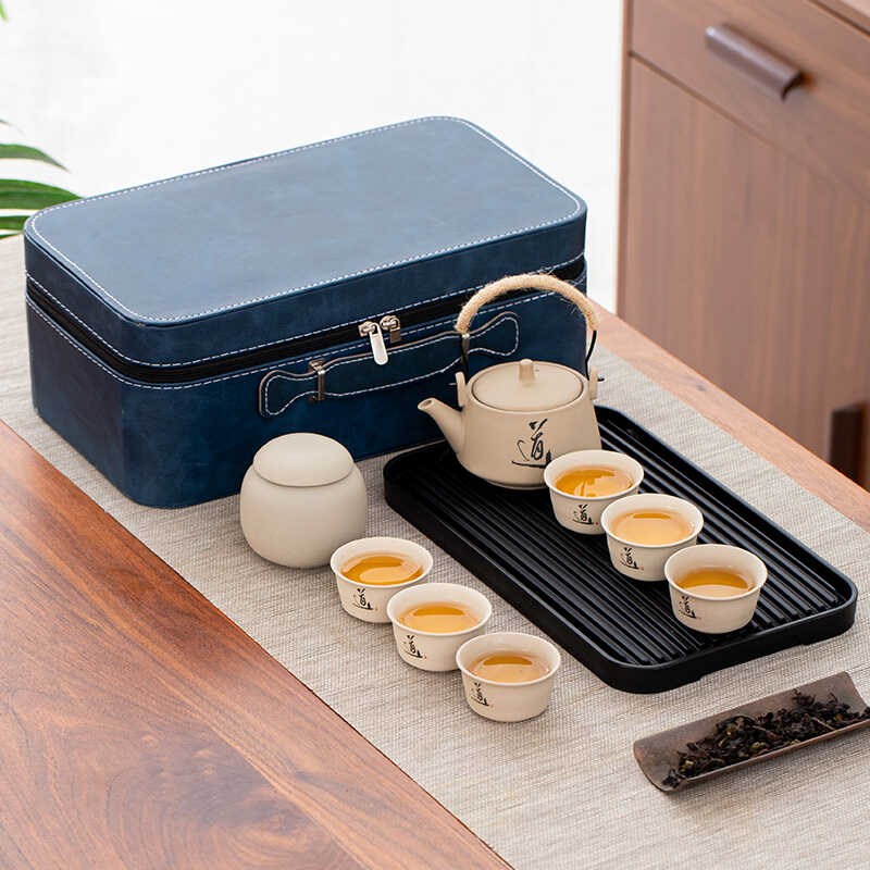 旅行功夫茶具小套装便携式户外露营出差快客杯陶瓷茶盘随身泡茶壶