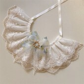 新品 宠物猫咪蕾丝口水巾柯基金毛阿拉狗狗围脖领结生日饰品 包邮