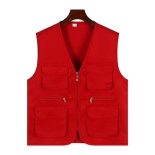 多口袋工作服马甲定制志愿者社区网格员物业反光背心订做印字logo