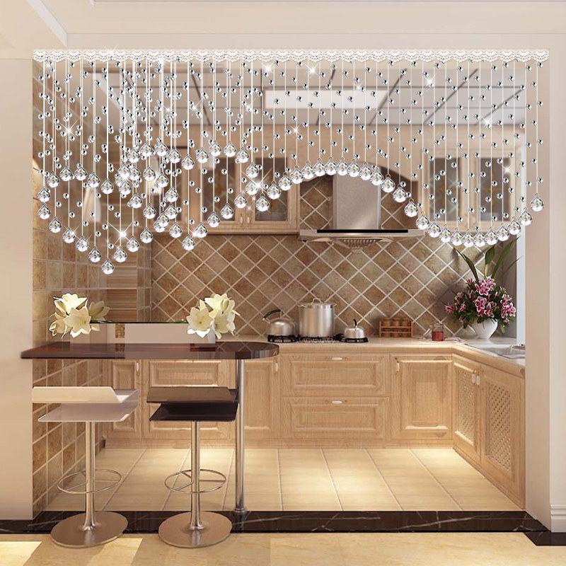心形水晶珠帘客厅隔断帘玄关欧式卧室过道餐厅装饰家用珠链挂帘子