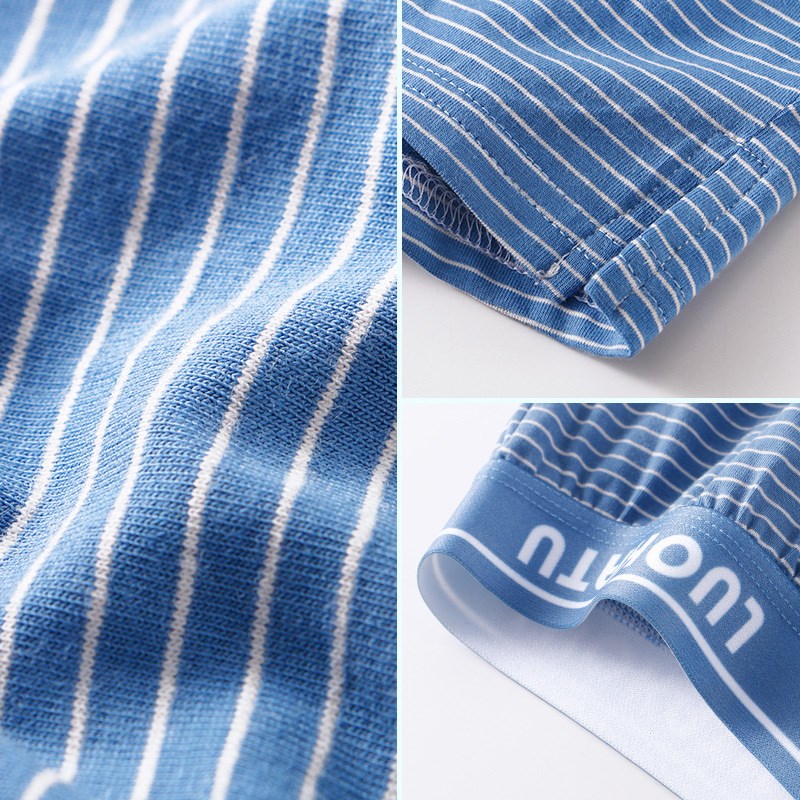 纯棉宽松阿罗裤男青年家居裤 四面弹棉质条纹家居裤睡裤平角内裤