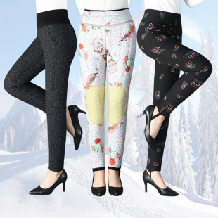 外穿打底裤 冬中老年驼绒棉裤 修身 加肥妈妈驼绒裤 女高腰中年保暖裤