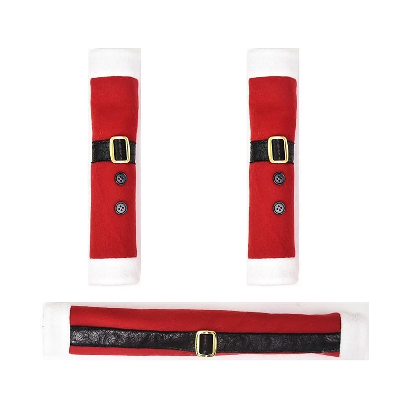 圣诞节装饰品拉绒布冰箱把手套居家日用门把手套微波炉保护拉手套