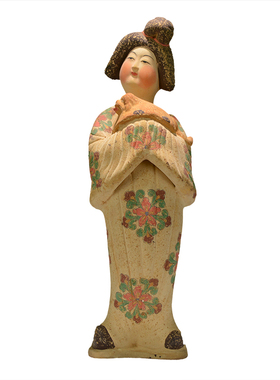 唐三彩垂髻仕女陶俑胖妞摆件古董人物收藏陶瓷艺术装饰送外宾礼品