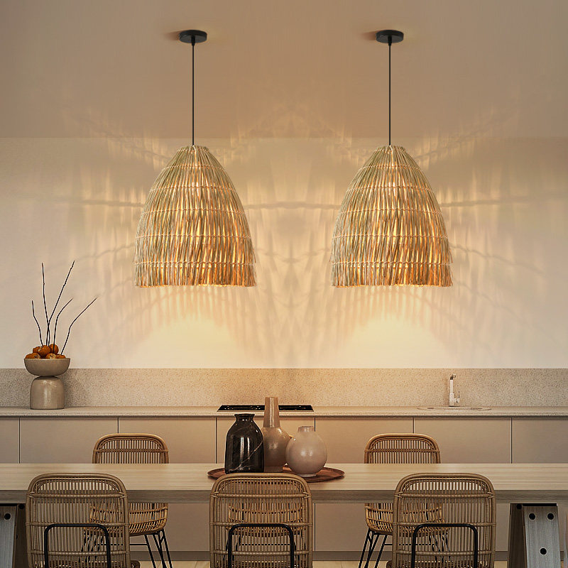 侘寂风草藤编织餐厅吊灯中式复古禅意茶室灯民宿卧室书房藤艺灯具,家装灯饰光源,餐厅吊灯,淘宝优惠券,粉丝福利购,淘宝优惠卷