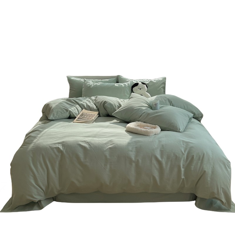 A类全棉磨毛床上四件套被套三件式床组纯棉床品2023新款秋冬床笠4