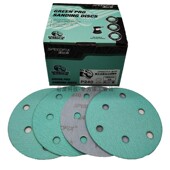 霸王龙6寸17孔干磨绿砂自粘圆形5寸6孔植绒砂纸片汽车用腻子打磨9