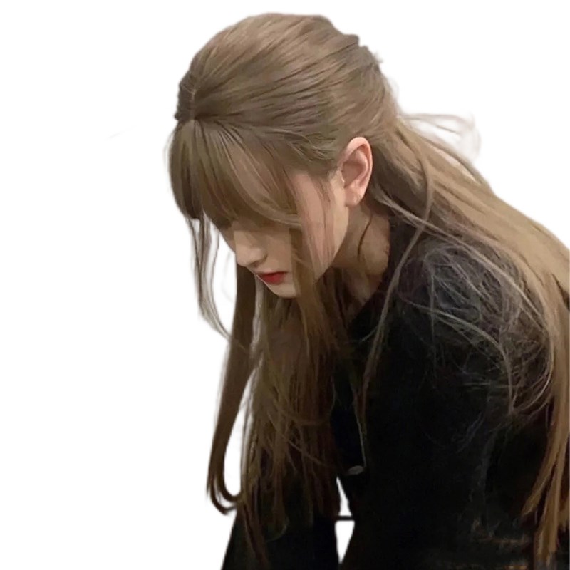 黑色草莓假发女长发冷棕色漫画刘海长直发网红齐刘海甜美jk全头套