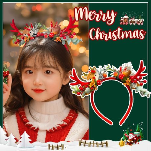 圣诞节儿童头饰发箍不勒头宝宝鹿角发卡女童圣诞帽头箍圣诞节发饰