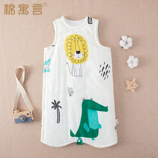 婴儿加厚纯棉睡袍秋冬季儿童夹棉睡袋男女童防踢被宝宝加棉家居服