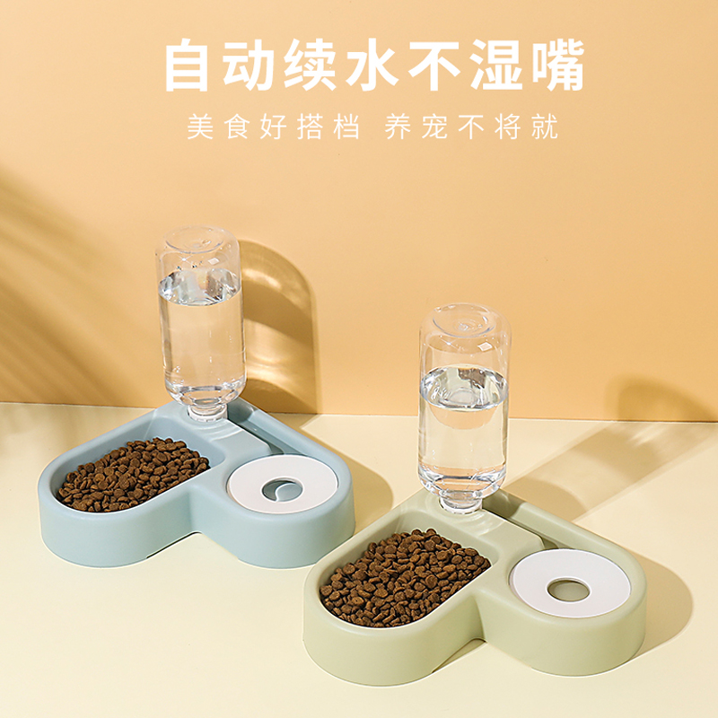 狗碗猫碗双碗防打翻猫咪用自动饮水狗盆食盆泰迪狗狗饭盆宠物喝水