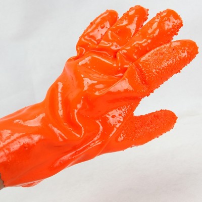 东亚807全胶浸塑杀鱼加绒防滑劳保手套耐磨防水耐油酸碱加厚冬季