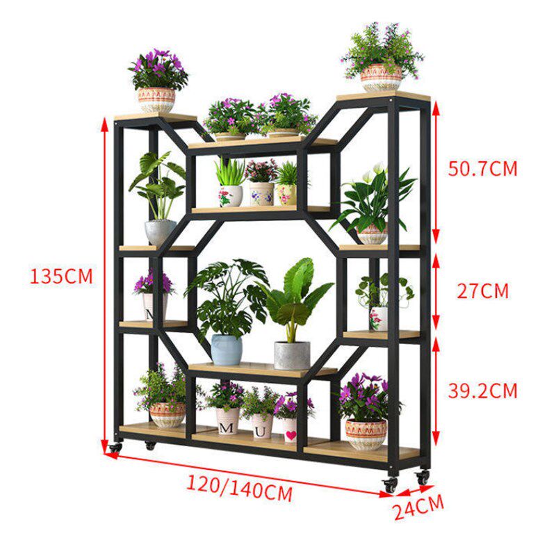 客厅铁艺隔断靠墙花架可移动带轮置物架阳台落地式多功能多肉架子