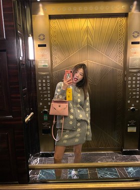 落落狷介 深冬装搭配一整套灰色毛衣套装女小个子套装裙开衫毛衣