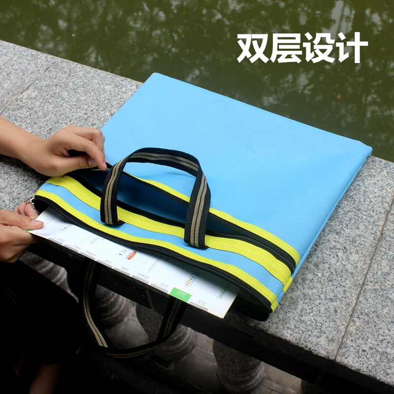 学生8K美术袋拉链文件袋帆布A3A4拉链袋八开双层手提收纳袋资料包