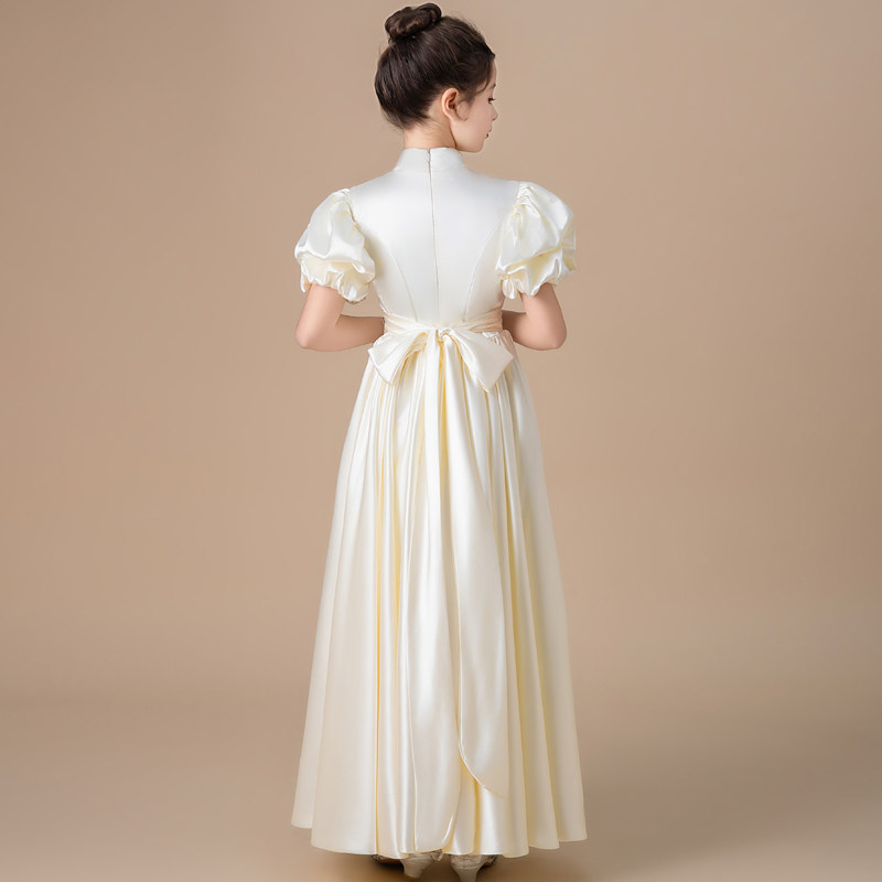 新中式儿童大提琴演奏古筝钢琴长笛表演出晚礼服小女孩走秀公主裙