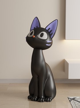 艺术黑猫咪客厅大型电视柜沙发旁边落地装饰品搬家开业送礼物摆件