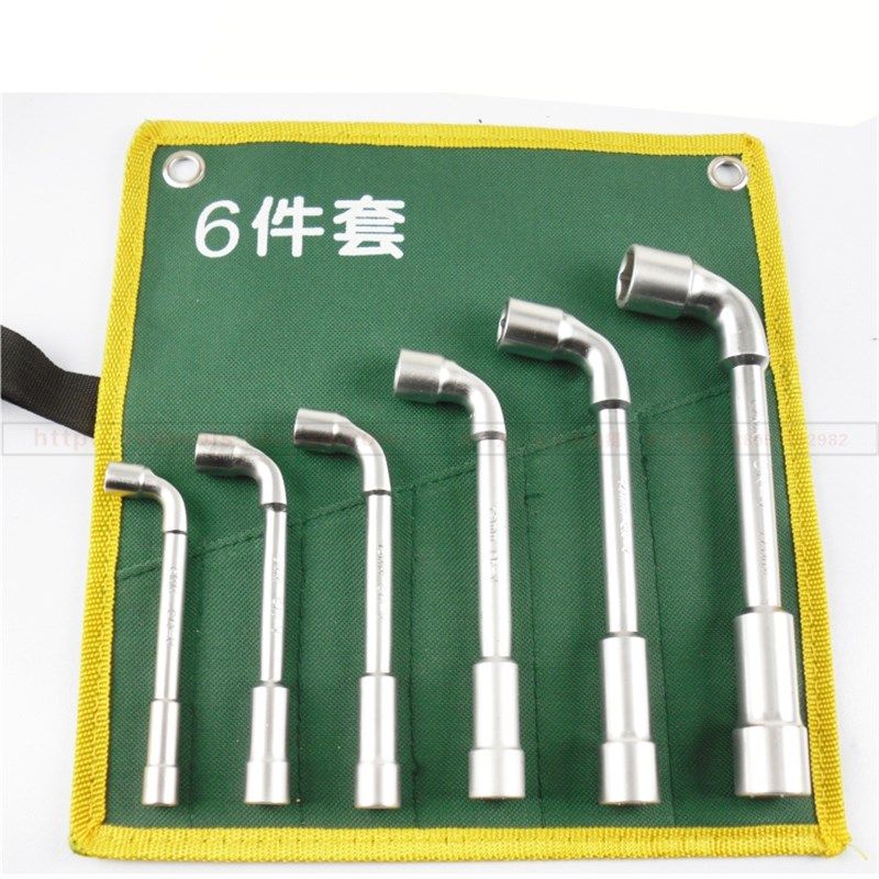胜达 挂袋L型穿孔扳手套装 穿孔套筒扳手 汽修机修超长螺丝用工具
