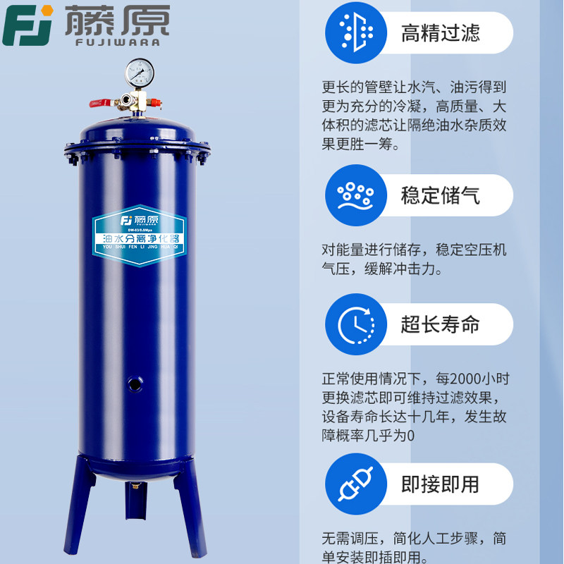 藤原气泵空压机油水分离器过滤器除油除水净化压缩空气喷漆干燥罐